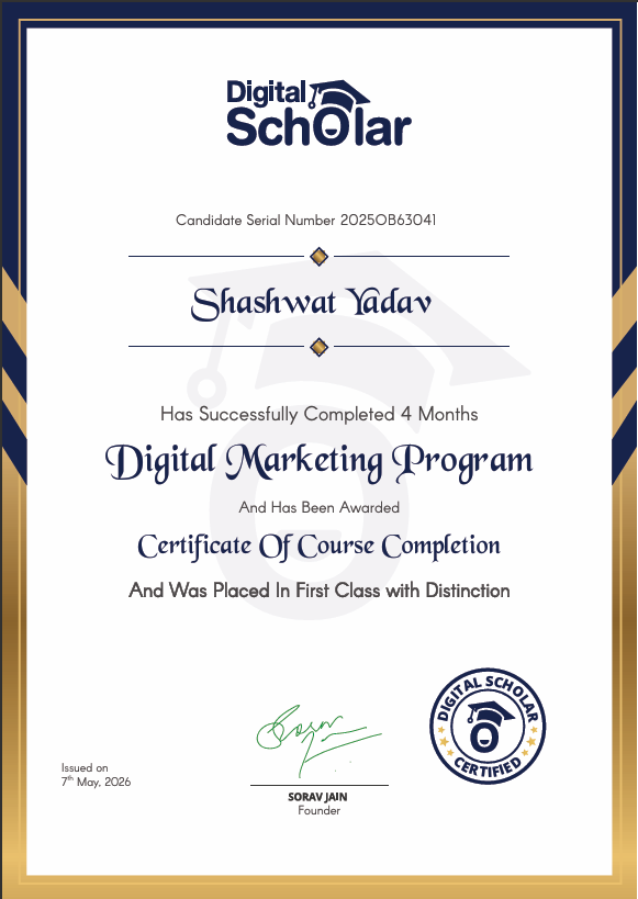 Digital Marketing Program certificate